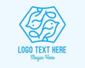 Linear - Blue Symmetrical Bird logo design