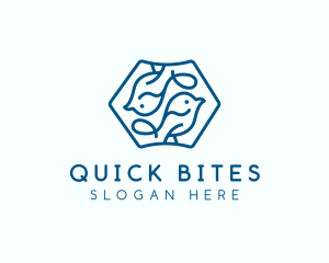 Blue Symmetrical Bird logo design