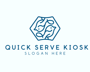 Blue Symmetrical Bird logo design