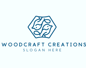 Blue Symmetrical Bird logo design