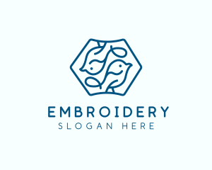 Blue Symmetrical Bird logo design