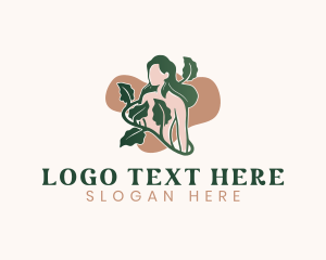 Relaxation - Nude Woman Leaf logo design