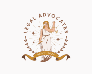 Lady Justice Sword Scale logo design