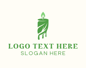 Candle Holder - Candle Light Leaf logo design