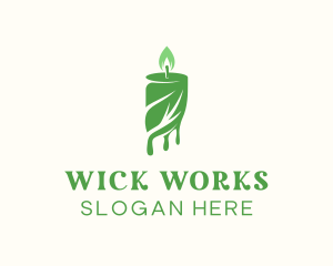 Wick - Candle Light Leaf logo design