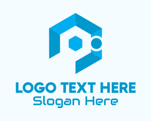 Telecommunication - Blue Digital Hexagon Tech logo design