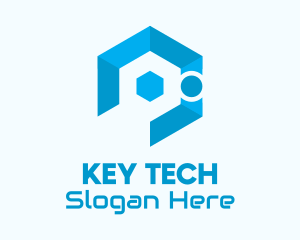 Blue Digital Hexagon Tech  logo design