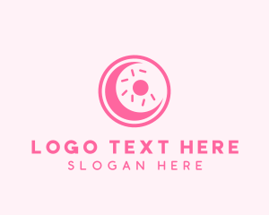 Dessert - Pink Donut Moon logo design