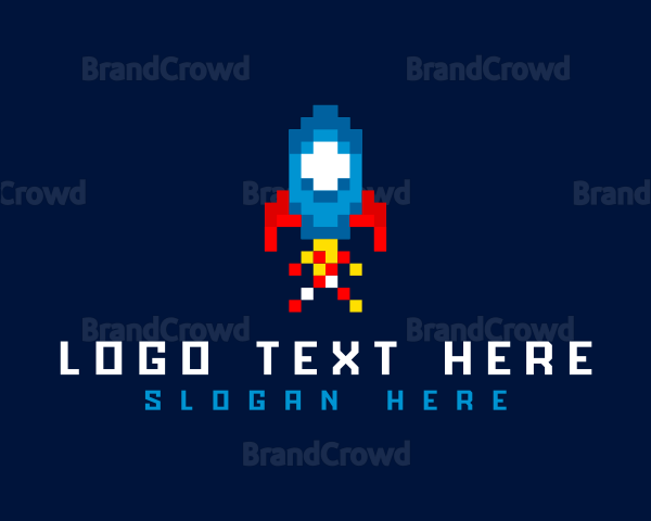 Rocket Spaceship Pixelated Logo