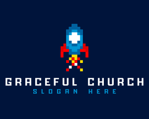 Arcade - Rocket Spaceship Pixelated logo design