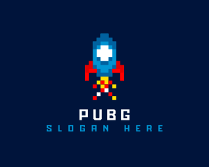 Pixel - Rocket Spaceship Pixelated logo design