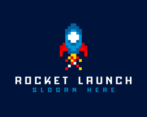 Rocket - Rocket Spaceship Pixelated logo design