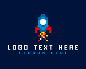 Technology - Rocket Spaceship Pixelated logo design