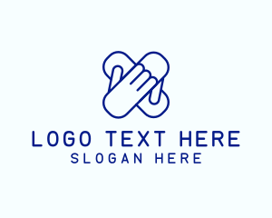 Line Art - Blue Hand Bandage logo design