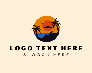 Vacation - Sunset Beach Coast logo design