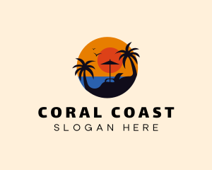 Sunset Beach Coast logo design