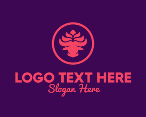 Bull Horns - Bull Lotus Flower logo design