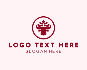 Feminine - Bull Lotus Flower logo design