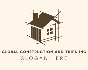 Residential House Construction Blueprint Logo