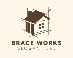 Brace - Residential House Construction Blueprint logo design