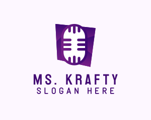 Broadcaster - Gradient Mic Podcast Radio logo design