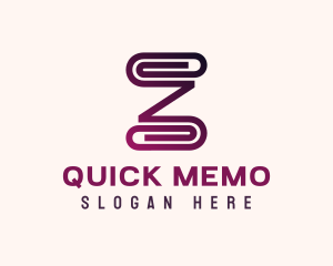 Memo - Paper Clip Letter Z logo design