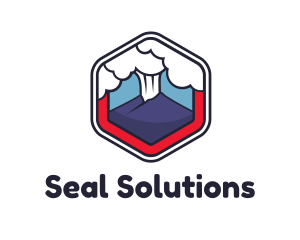 Seal - Volcano Erupt Smoke logo design