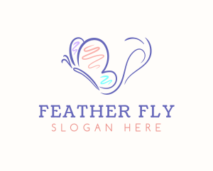 Flying Butterfly Doodle logo design