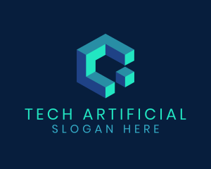 Artificial - Cube Artificial Intelligence Computer logo design