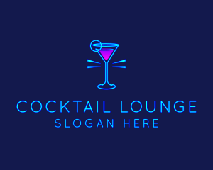 Neon Cocktail Drink logo design