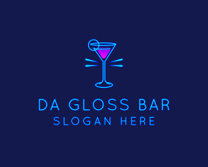 Neon Cocktail Drink logo design