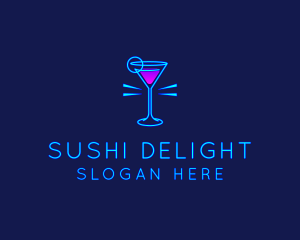 Neon Cocktail Drink logo design