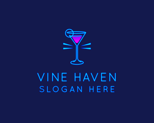 Neon Cocktail Drink logo design