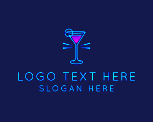 Neon Cocktail Drink Logo