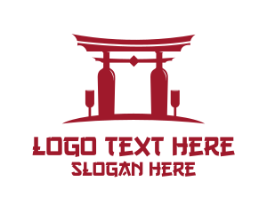 Japanese Restaurant - Asian Temple Wine logo design