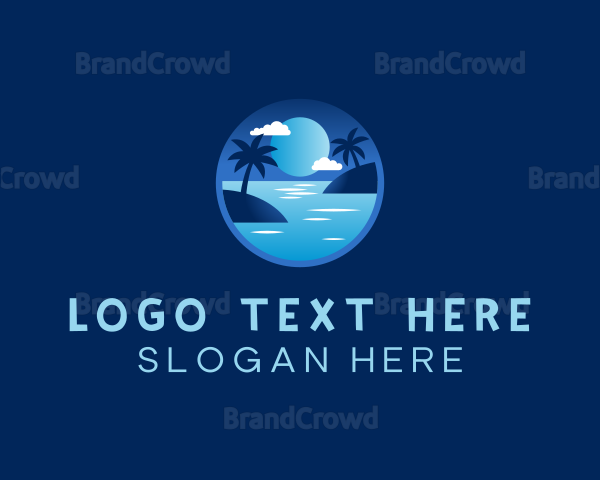 Night Beach Palm Tree Logo