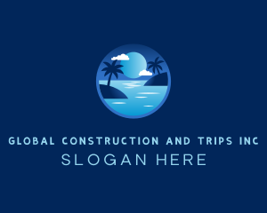 Night Beach Palm Tree Logo