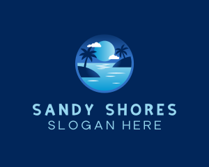 Night Beach Palm Tree logo design