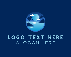 Night Beach Palm Tree Logo