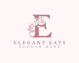 Elegant Floral Letter E logo design