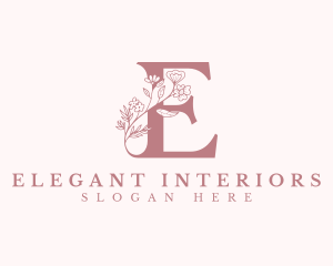 Elegant Floral Letter E logo design