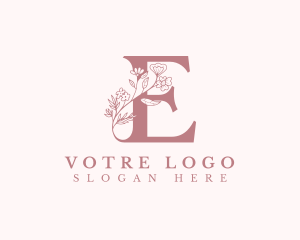 Wreath - Elegant Floral Letter E logo design