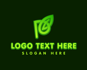 Vegan - Green Leaf Letter P logo design