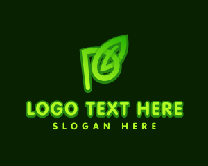 Green Leaf Letter P Logo