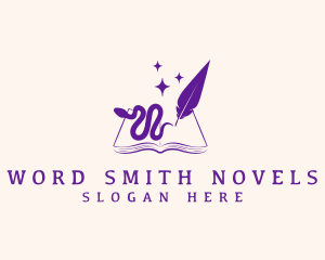 Novelist - Quill Pen Snake logo design