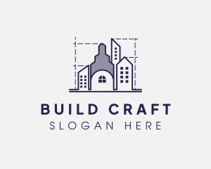 Building Contractor Blueprint logo design