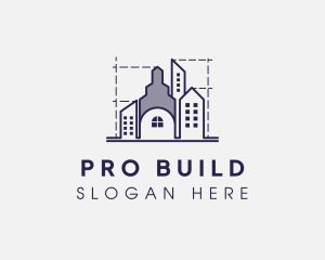 Building Contractor Blueprint logo design