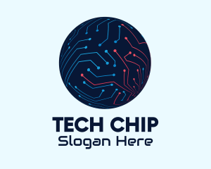 Microchip - Digital Circuit Globe logo design