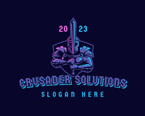 Crusader - Knight Amor Gaming logo design