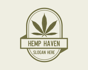 Vintage  Hemp Leaf logo design